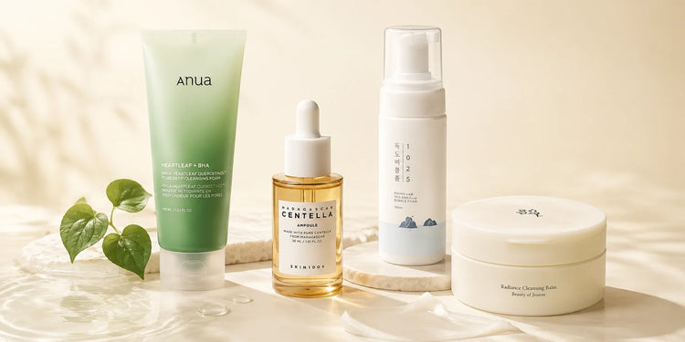 K-beauty bestseller válogatás pasztell bőrápolási textúrákkal – NUREVI