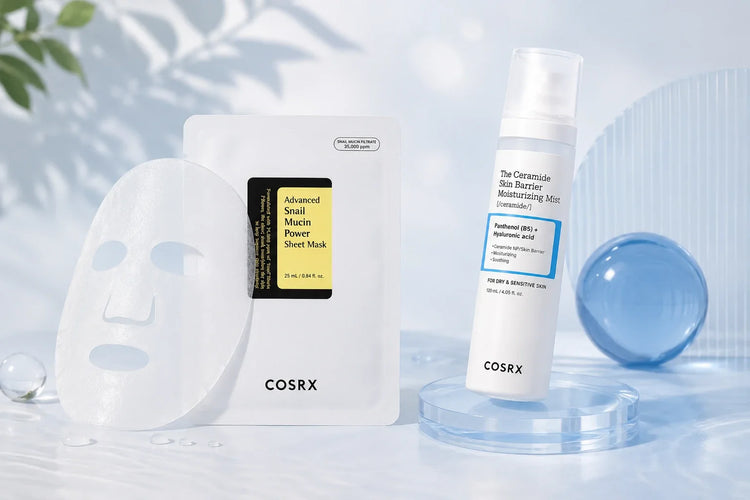 COSRX The Ceramide Skin Barrier Moisturizing Mist és Advanced Snail Mucin Power Sheet Mask – NUREVI